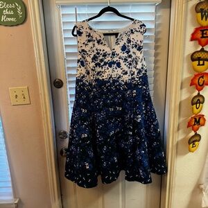 Leslie Fay Navy and White Floral Kids Dress
